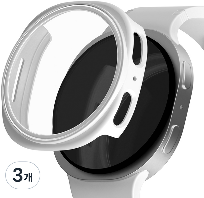 신지모루 풀커버 일체형 SF코팅 강화유리 액정보호 케이스, 화이트, 3개