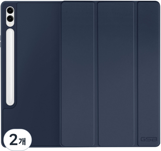 지에스비케이스 S펜 수납 파스텔 스마트 커버 케이스, 네이비 블루, 2개