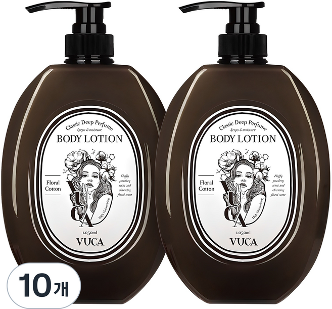뷰카 클래식 딥 퍼퓸 모이스처 바디로션 플로럴코튼향, 1.05L, 10개