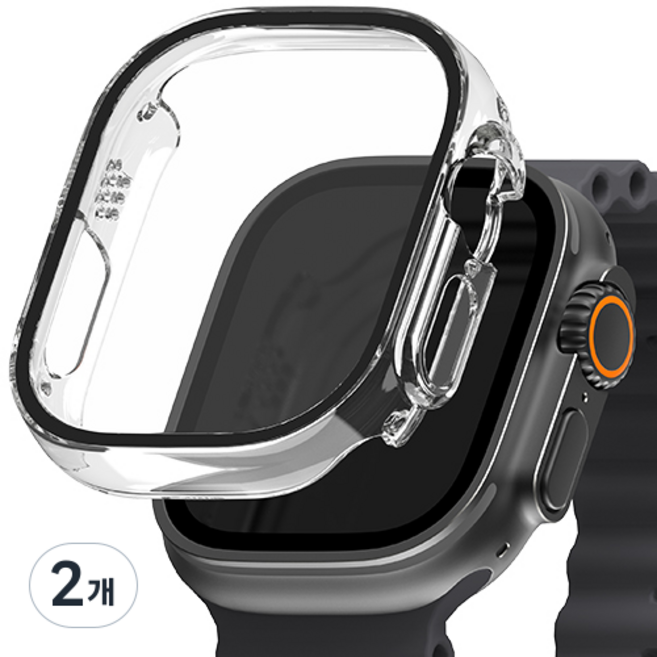 신지모루 9H 풀커버 일체형 SF코팅 강화유리 액정보호 케이스, 크리스탈 클리어, 2개