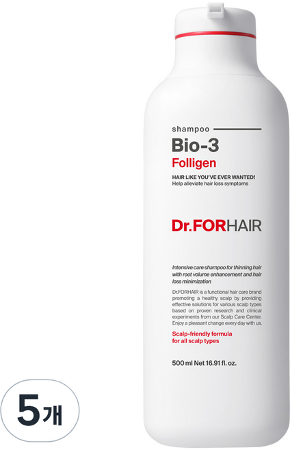닥터포헤어 탈모증상완화 뿌리볼륨개선 폴리젠 바이오3 샴푸, 500ml, 5개