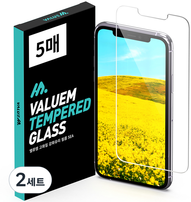 밸류엠 고화질 9H 강화유리 아이폰 액정보호필름 5p 세트, 2세트