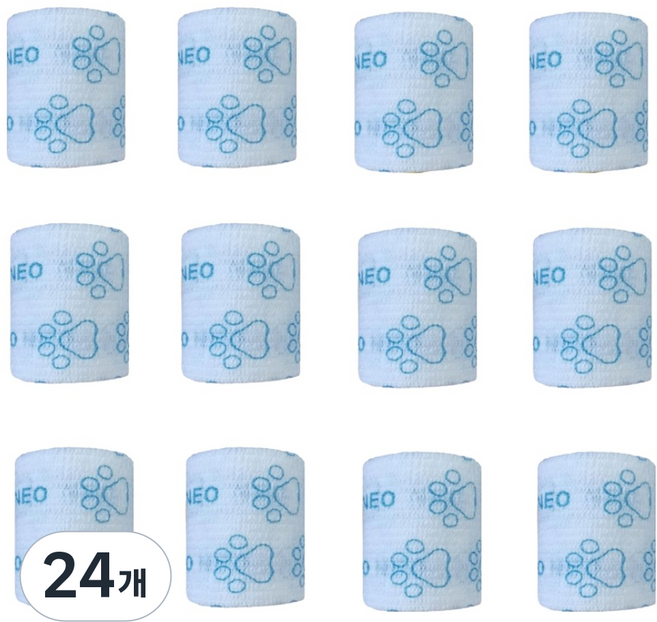 neozzang 강아지 자가점착 붕대신발 화이트 5cm x 4.5m, 35g, 24개