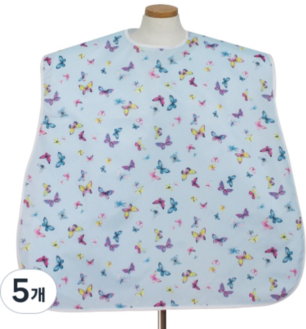 클린유니폼 방수 성인용 턱받이 벨크로형, 청색나비, 5개