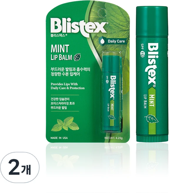 블리스텍스 립밤 스틱형, 민트, 4.25g, 2개 - 쿠팡
