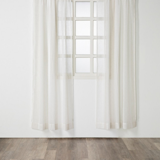 HOLA 和樂家居 艾禮思緹花落地窗紗 1.2kg 1個, 直條咖