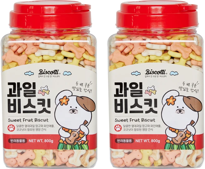 비스코티 반려동물 비스켓, 과일, 800g, 2개 - 쿠팡