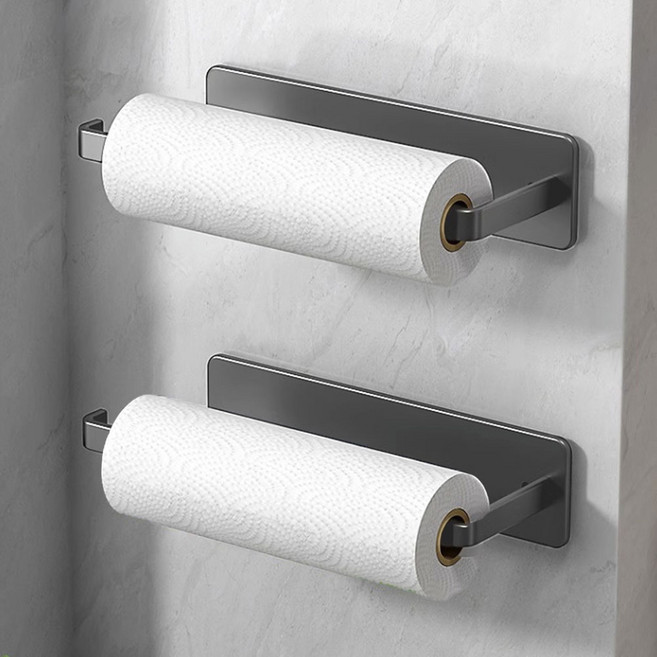 유티 무타공 부착식 다용도 키친타올걸이, 그레이, 2개