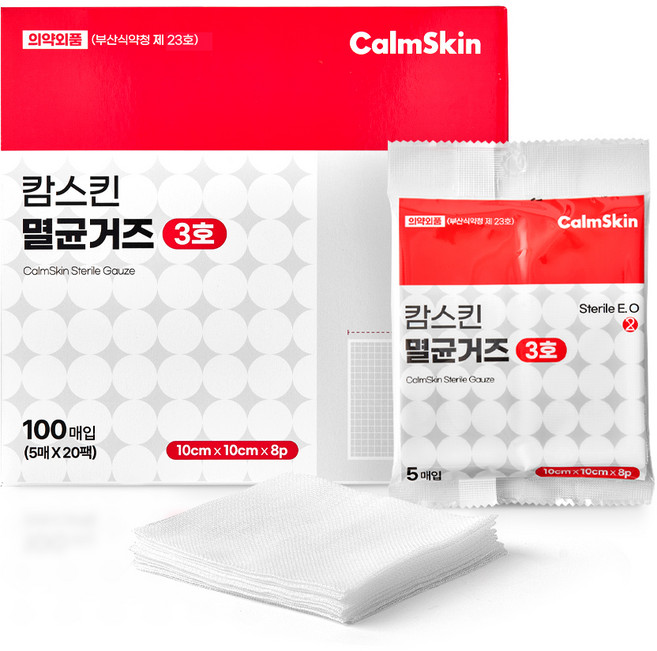 캄스킨 멸균거즈 10cm x 10cm x 8겹, 100개입, 1개