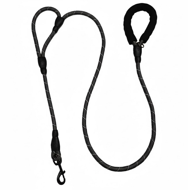 Mungtem 雙柄繩索牽繩 1.8M, 黑色, 1個