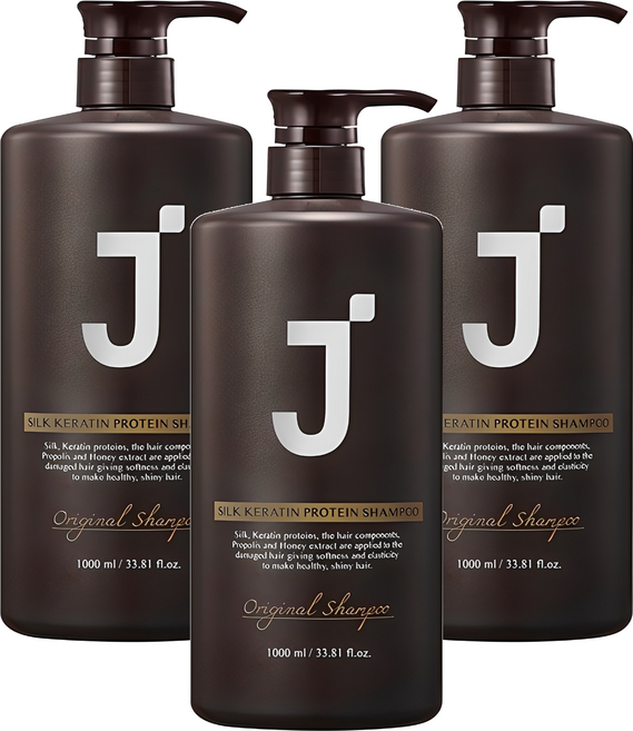 제이숲 실크 케라틴 단백질 샴푸, 1L, 3개