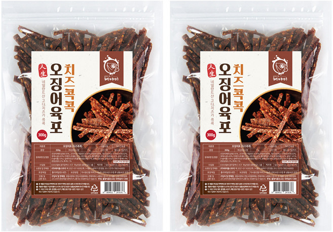 해야미 치즈 콕콕 오징어포, 300g, 2개