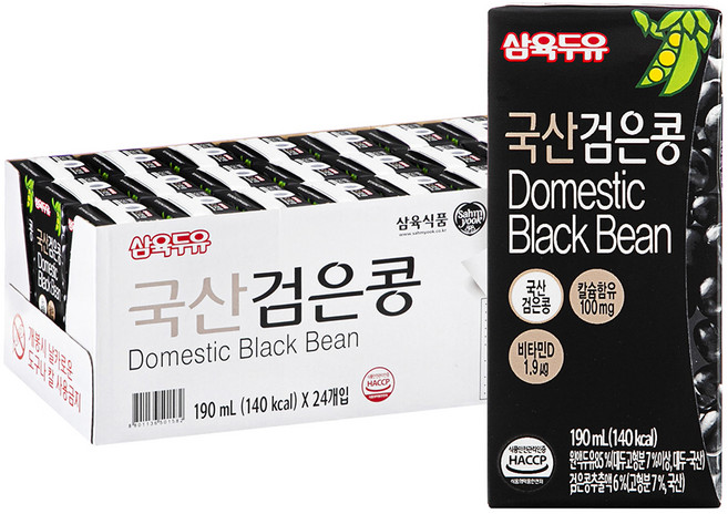 삼육두유 국내산 검은콩 두유, 190ml, 24개
