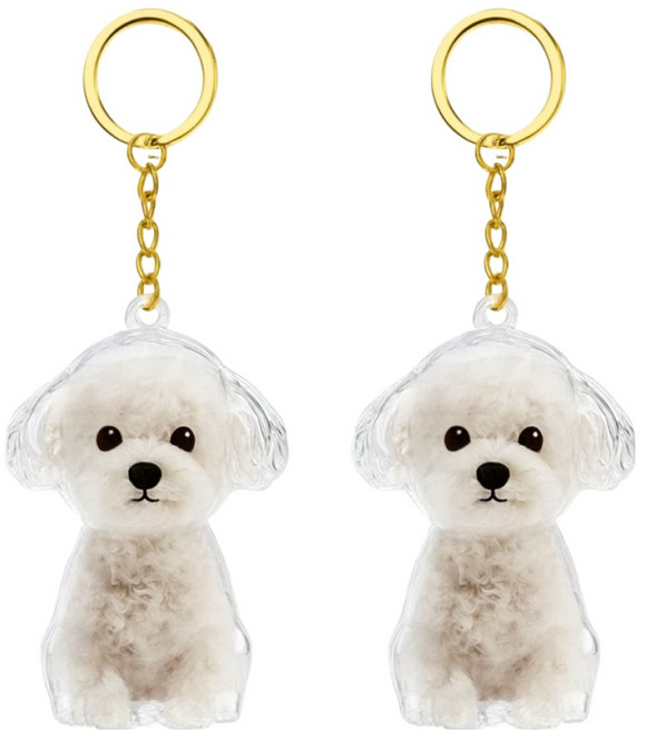 다온셀렉트 강아지 털 보관 푸들 키링, 2개