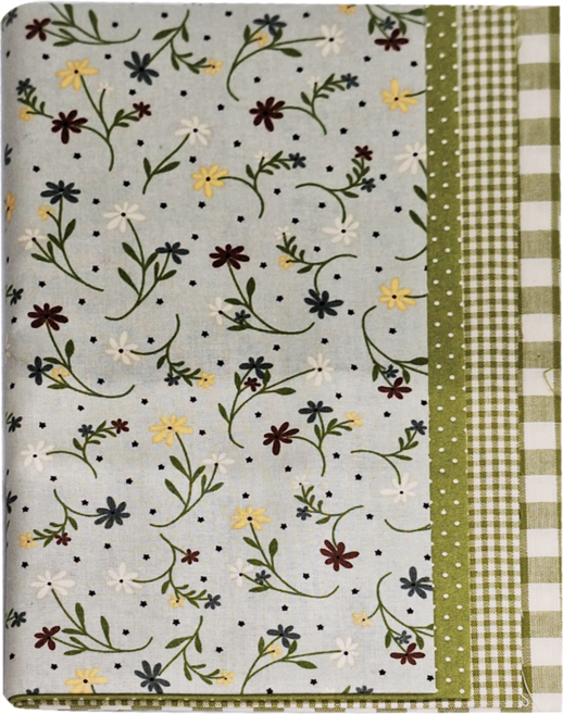 Shueshueroom 印花棉質布料 4件組, 花紋款 + 點點款 + 小方格款 + 大方格款 多色, 1組