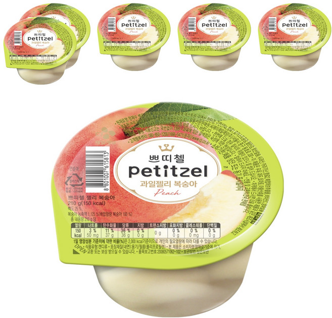 쁘띠첼 과일젤리 복숭아, 210g, 6개