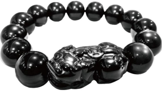 財旺神佑 黑曜石貔貅手鍊 開運小物 珠體尺寸10mm