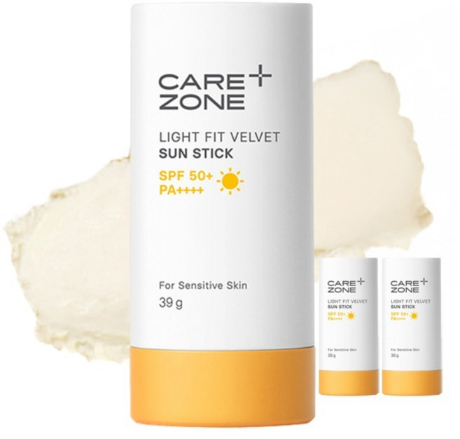 케어존 라이트핏 벨벳 선스틱 SPF50+ PA++++, 39g, 3개