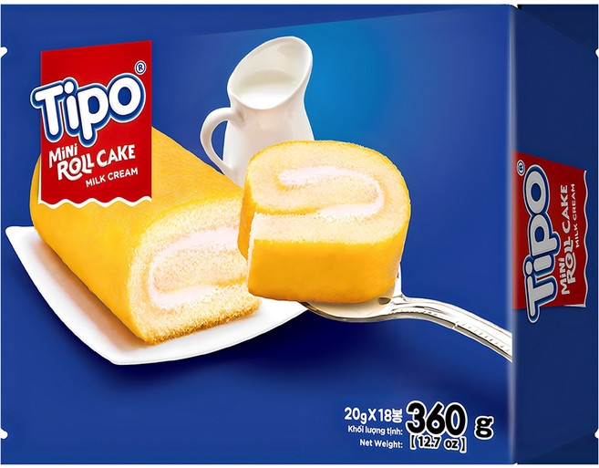 티포 미니 우유맛 크림 롤케이크 18p, 360g, 1개