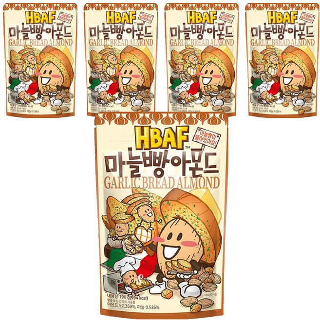 바프 마늘빵 아몬드, 190g, 5개