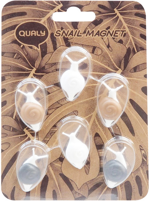QUALy Snail Magnet 磁鐵 35 x 18 x 8mm 6個, 小蝸牛 多色, 1組