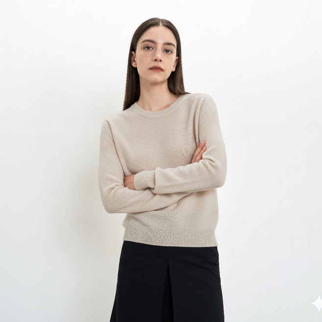 에이비플러스 여성용 라운드넥 베이직 니트 LSA1MW34