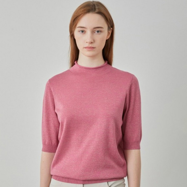 올리비아로렌 여성용 메탈소재 반넥 풀오버 니트 VOBBL5X1431