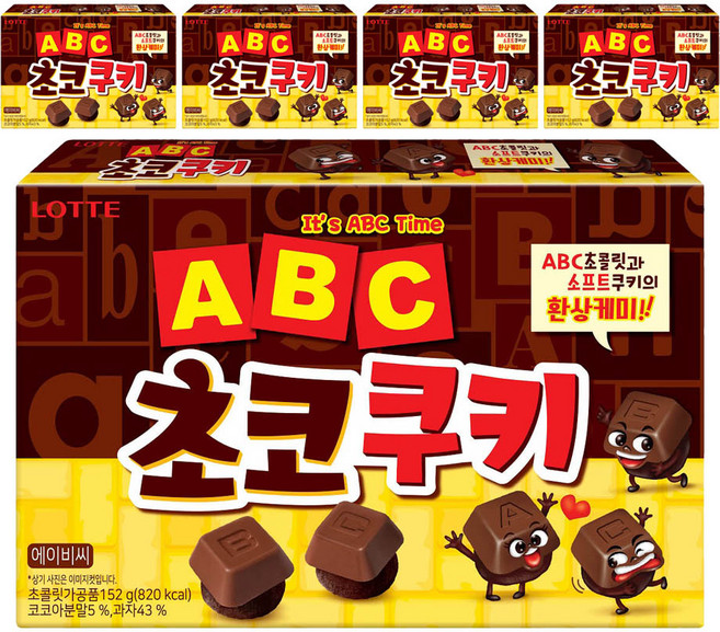LOTTE 樂天 ABC字母巧克力餅乾, 152g, 5盒