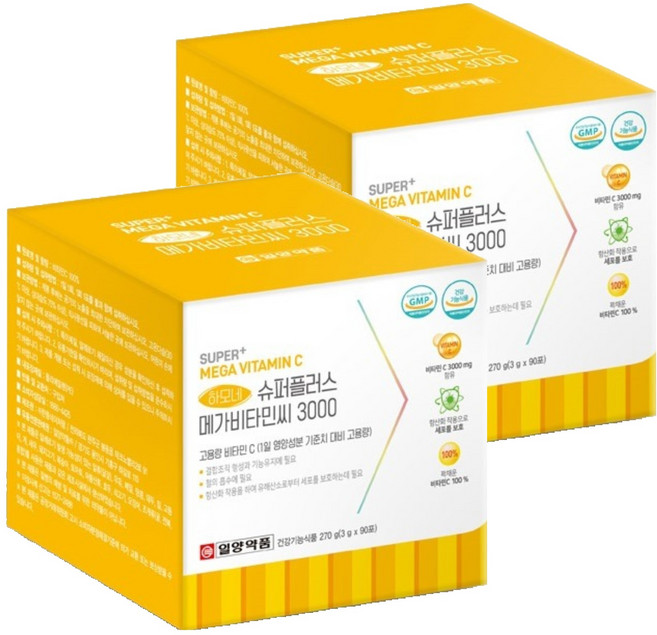 일양약품 슈퍼플러스 고용량 메가 비타민C 3000 90p, 270g, 2개