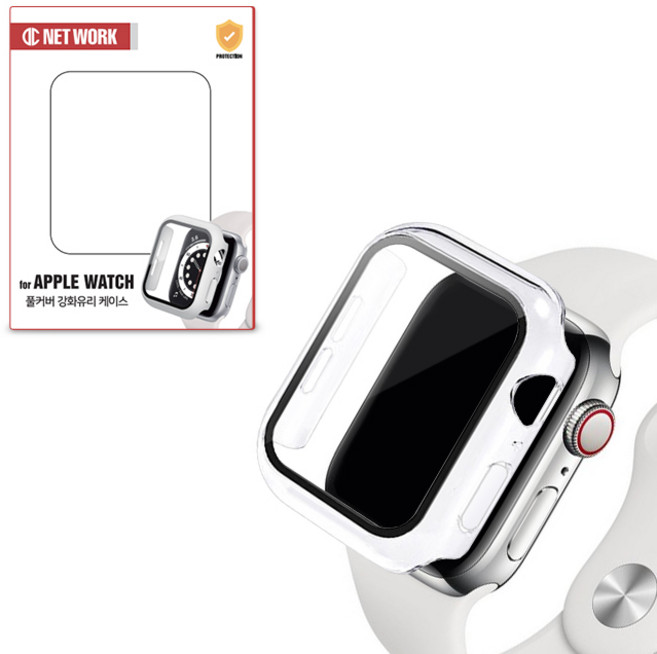 디씨네트워크 9H 풀커버 일체형 애플워치 케이스, 반투명, 1개