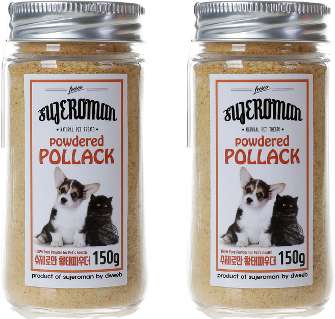 SUJEROMAN 반려동물 영양파우더 간식, 황태, 150g, 2개
