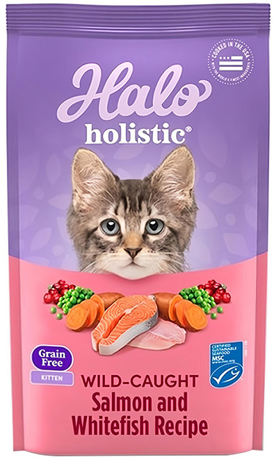 Halo 嘿囉 幼貓用 無穀乾飼料, 野生鮭魚燉白魚, 1360g, 1包