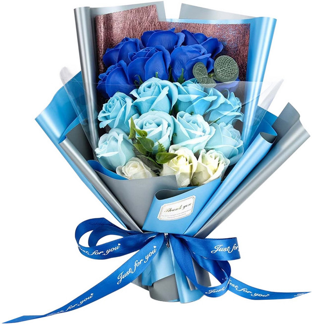 18朵香皂花, 漸層藍 + 灰色開窗