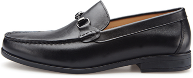 VONIN 남성용 소가죽 스팩터클장식 플랙스 소프트레더 경량굽 로퍼화 TS173BK