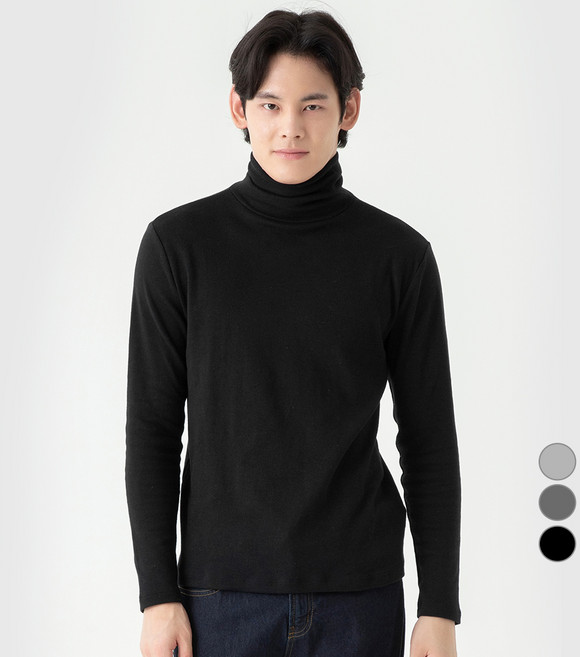 캐럿 남성용 레귤러핏 따뜻한 터틀넥 티