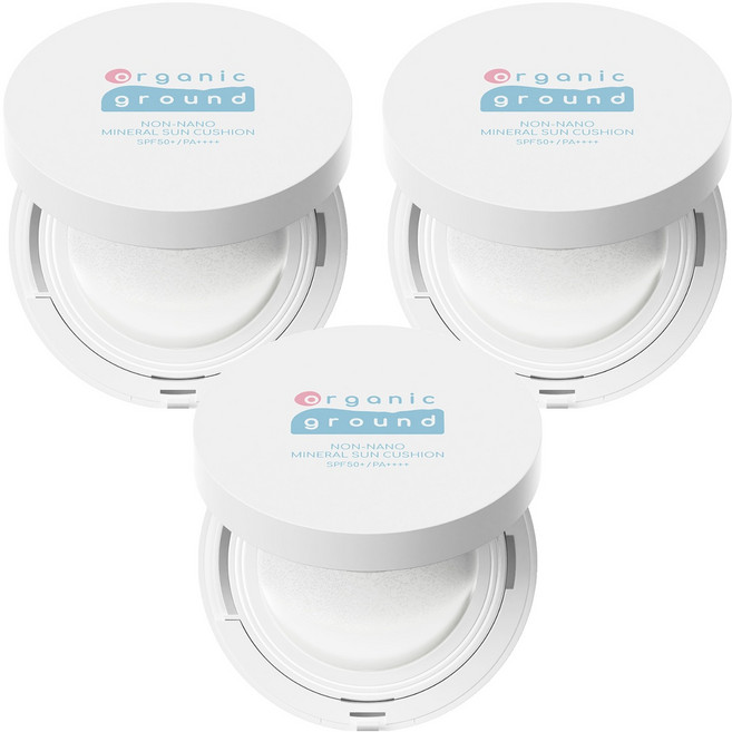 오가닉그라운드 논나노 미네랄 선쿠션, 3개, 15g