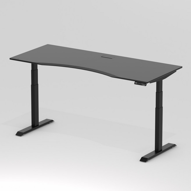 루나랩 듀얼모터 전동높이조절 책상 모션데스크 커브형 1828 + 듀얼모터 책상다리 방문설치, 블랙