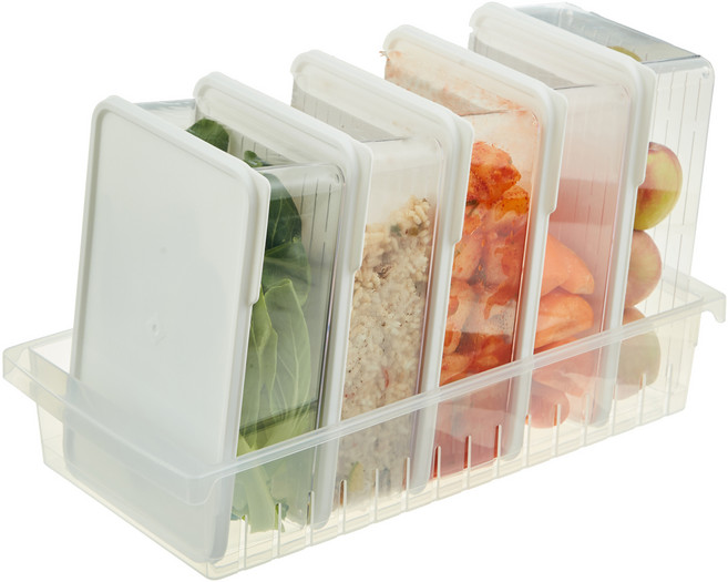 코멧 키친 냉장고 정리 트레이 + 깊은 용기 1200ml x 5p 세트, 1세트