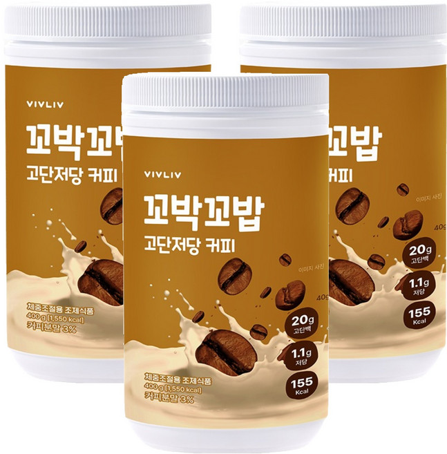 꼬박꼬밥 고단저당 단백질 쉐이크 커피 대용량, 400g, 3개