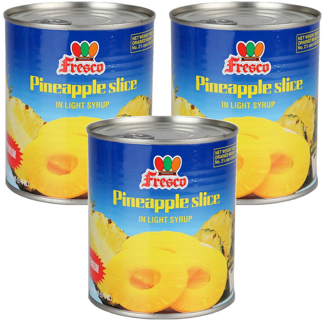 Fresco 파인애플 슬라이스 통조림, 830g, 3개