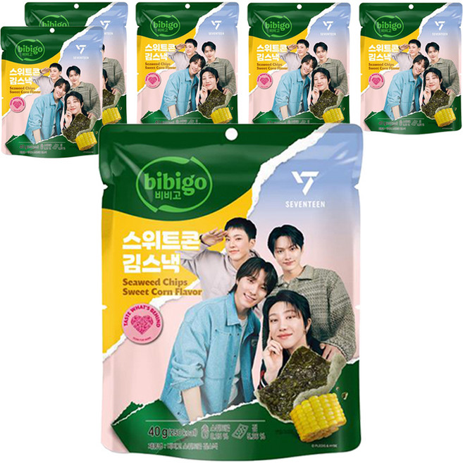 비비고 스위트콘 김스낵, 6개, 40g