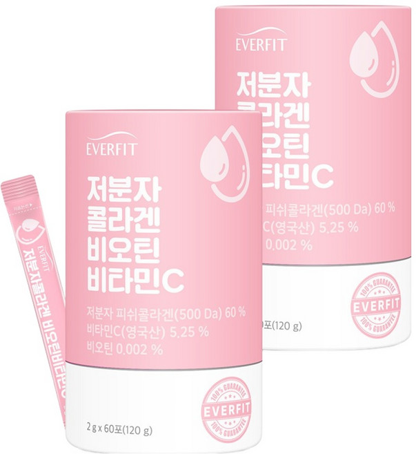 내츄럴플러스 저분자 피쉬 콜라겐 비오틴 비타민C 60p, 120g, 2개