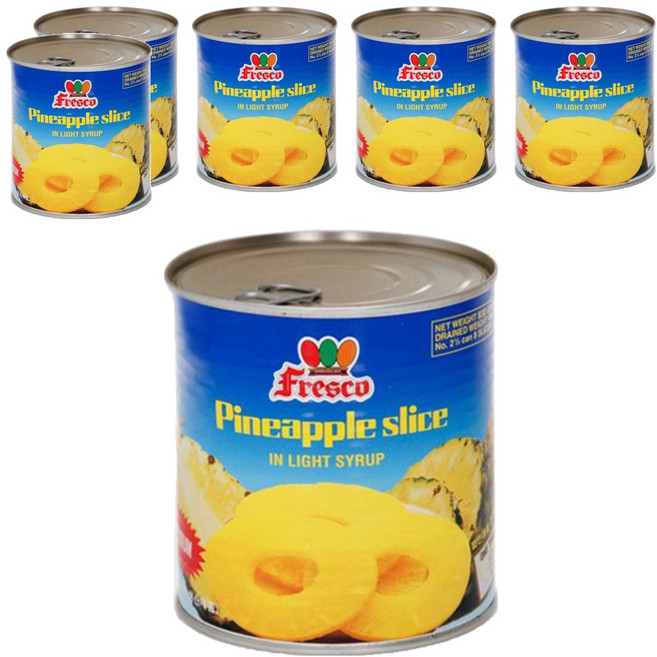 Fresco 파인애플 슬라이스 통조림, 410g, 6개