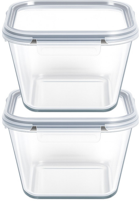 발룬피니 내열강화유리 김치통 밀폐용기, 2L, 2개