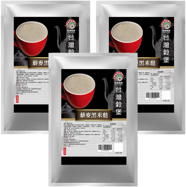台灣榖堡 台灣公司貨 藜麥黑米麩, 1000g, 1入, 3包