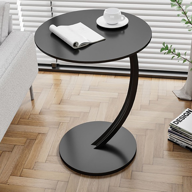 簡易圓形茶几 黑色/黑架, 1入