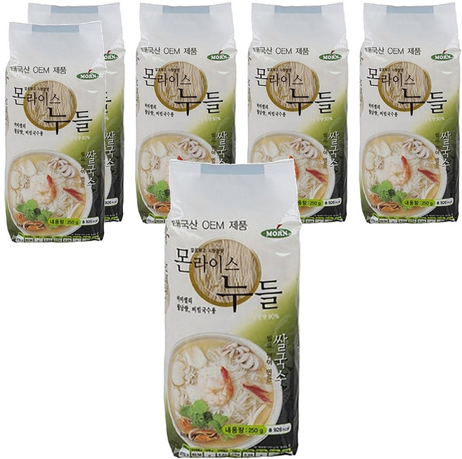 MORN 라이스누들 비빔국수용, 250g, 6개