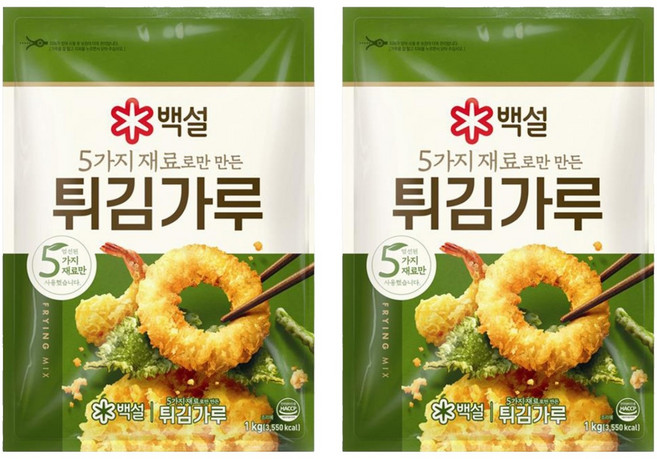 백설 5가지 재료로만 만든 튀김가루, 1kg, 2개
