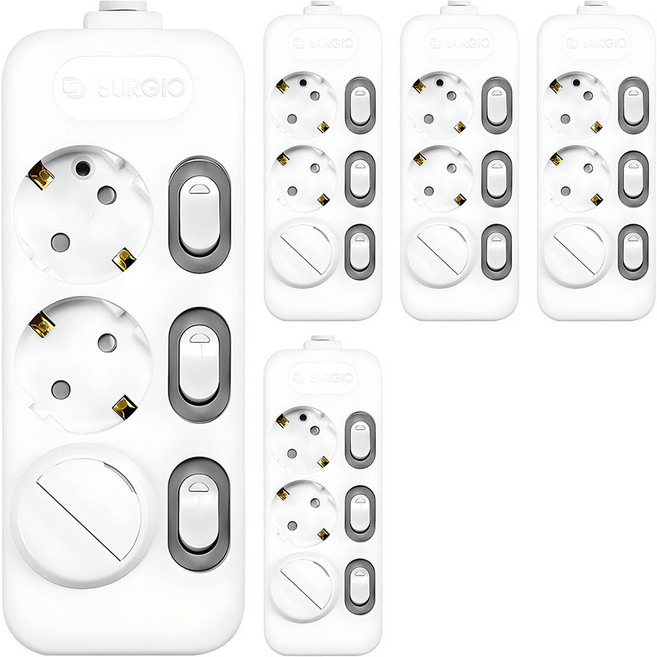 써지오 개별 안전커버 멀티탭 3구 DH-2039-RT + 안전커버 1P, 1m, 혼합색상, 5개