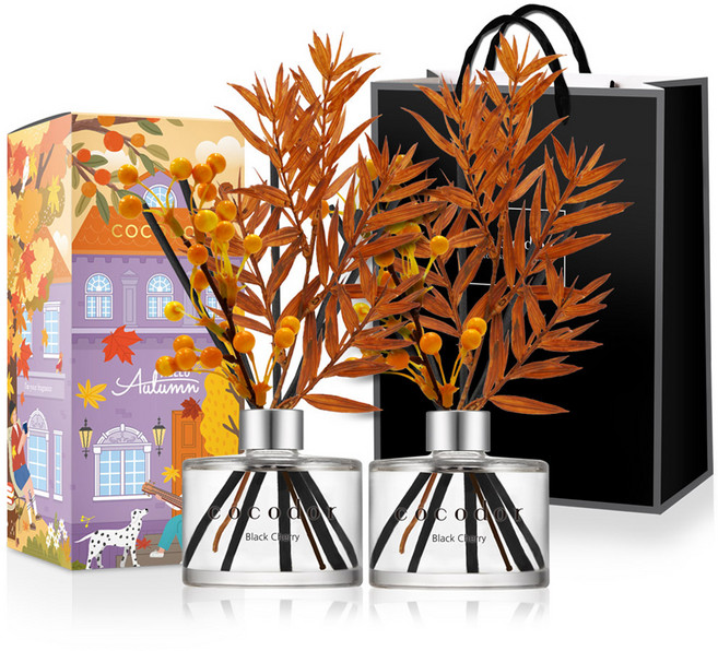 코코도르 퍼퓸 어텀 디퓨져 2p + 쇼핑백 세트, 블랙체리, 200ml, 1세트